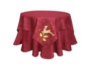 Pack of 2 Red and Gold Reindeer and Holly Leaf Square Christmas Tablecloth Table Toppers 54