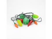 Set of 10 Bright and Colorful Vegetable Novelty Christmas Lights Green Wire
