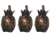 Set of 10 Distressed Metal Tropical Pineapple Fruit Christmas Lights Brown Wire