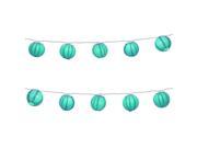 Set of 10 Turquoise Blue Lantern Christmas Lights White Wire