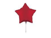 Pack of 10 Metallic Classic Red Star Foil Party Balloons with Sticks 18