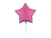 Pack of 10 Metallic Candy Pink Star Foil Party Balloons with Sticks 9
