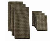 Pack of 6 Dark Chocolate Brown Basket Weave Dish Towel and Wash Cloth Kitchen Accessory Set