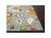 5 x 8 Powder Blue Ivory and Auburn Transitional Zamora Hand Tufted Area Throw Rug