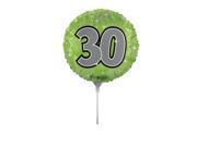Pack of 10 Green and Gray Metallic 30th Birthday Party Round Balloons with Sticks 18