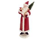 18.5 Rustic Red and White Santa Claus Christmas Figure with Cardinal and Tree