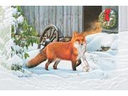 Pack of 16 A Frosty Walk Fox in Snow Fine Art Embossed Deluxe Christmas Greeting Cards