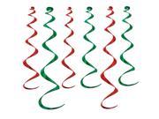 Club Pack of 36 Metallic Red and Green Twirly Whirly Hanging Decorations 36