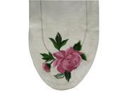 36 Hand Crafted Embroidered Pink Peony Flower Silk Polyester Table Runner