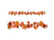 Club Pack of 12 Orange and Yellow Autumn Harvest Leaf Garland Party Decorations 72