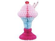 Club Pack of 12 Pink and Blue Tissue Ice Cream Sundae Decorations 14