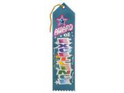 Pack of 6 Teal Blue “Award of Excellence Jeweled School Sports Ribbon Bookmarks 8
