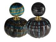 Set of 2 Black and Gold Altura Hand Blown Glass Perfume Bottle with Round Stoppers 6