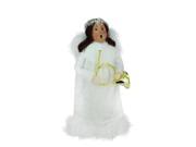 9.5 Nativity Brunette Girl Angel with Horn Christmas Caroler Figurine