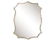 30 Nickel Plated Scalloped Metal Framed Beveled Rectangular Wall Mirror