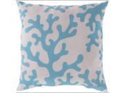 20 Carolina Blue and Off White Coral Seas Square Outdoor Throw Pillow