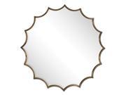 34 Oxidized Copper Gray Glaze Starburst Framed Beveled Round Wall Mirror
