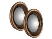 Set of 2 Oxidized Copper Rust Gray Framed Convex Wall Mirrors 17