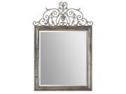 59 Silver Floral Accented Metal Framed Beveled Rectangular Wall Mirror