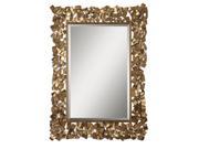 54 Antique Gold Gray Glaze Metal Framed Beveled Rectangular Wall Mirror