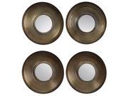 Set of 4 Antiqued Bronze Light Gray Metal Framed Round Wall Mirrors 12