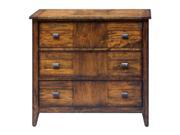 32 Cadie Mango and Albazia Wood with Antique Brass Pulls Three Drawer Chest