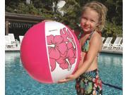 24 Pink and White Tropical Aloha 6 Panel Inflatable Beach Play Ball Swimming Pool Toy Age
