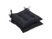 Set of 2 Solid Dark Gray Outdoor Patio Tufted Seat Cushions with Ties 19