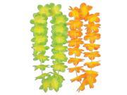 Pack of 12 Kiwi Mango Colored Lush Tropical Luau Floral Party Lei Necklaces 34