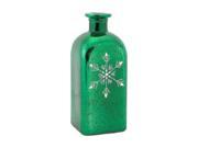 8.5 Green Mercury Glass Bottle with Silver Glitter Snowflake Christmas Decoration
