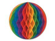 Club Pack of 12 Multi Color Honeycomb Hanging Tissue Ball Decorations 14