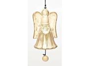 5.25 Cream White and Beige Brown Religious Porcelain Hanging Angel Bell Outdoor Garden Wind Chime Decoration