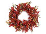 Pack of 2 Thanksgiving Fall Harvest Artificial Orange Berry Grape Leaf Wreaths