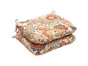 Pack of 2 Eco Friendly Tropical Floral Rounded Outdoor Seat Cushions 18.5