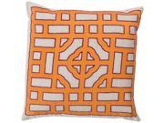 18 Burnt Orange and Beige Chinese Gate Decorative Linen Throw Pillow