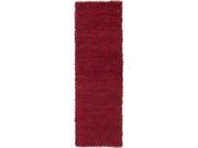 4 x 10 Solid Crimson Red Hand Woven New Zealand Wool Shag Area Rug Runner