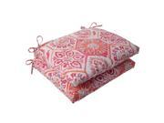 Set of 2 Pink Psychedelic Outdoor Patio Squared Seat Cushions 18.5