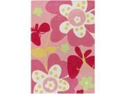 2 x 3 Serene Flowers Pink and Yellow Hand Tufted Polyester Area Throw Rug