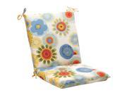 40.5 White and Blue Floral Outdoor Patio Furniture Chair Cushion
