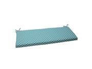45 Moroccan Mosaic Blue Outdoor Patio Furniture Bench Seat Cushion with Ties