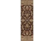 2.5 x 8 Vespasian Brown and Caper Green Hand Tufted Wool Area Throw Rug Runner