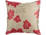18 Beige and Red Romantic Floral Decorative Throw Pillow