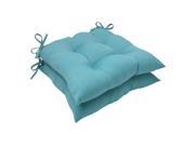Set of 2 Aquatic Turquoise Outdoor Patio Tufted Seat Cushions 19