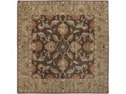 4 x 4 Vespasian Brown and Caper Green Hand Tufted Square Wool Area Throw Rug