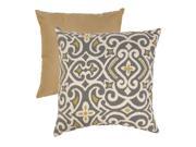 18 Graphite Chartreuse Damask Pattern Square Throw Pillow