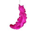 6ct Matte Cerise Pink Feather Shatterproof Christmas Ornaments 6