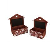 Set of 2 Decorative Wooden Red Rectangular Christmas Boxes with Chalkboard Accent 12 13.25