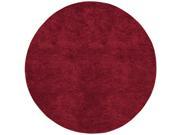 10 Solid Crimson Red Hand Woven Round New Zealand Wool Shag Area Throw Rug