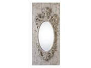 47.625 Nova Oval Beveled Wall Mirror with Heavily Distressed Wooden Slat Frame