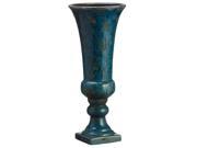 15 Antique Aqua Distressed Floral Urn Vase